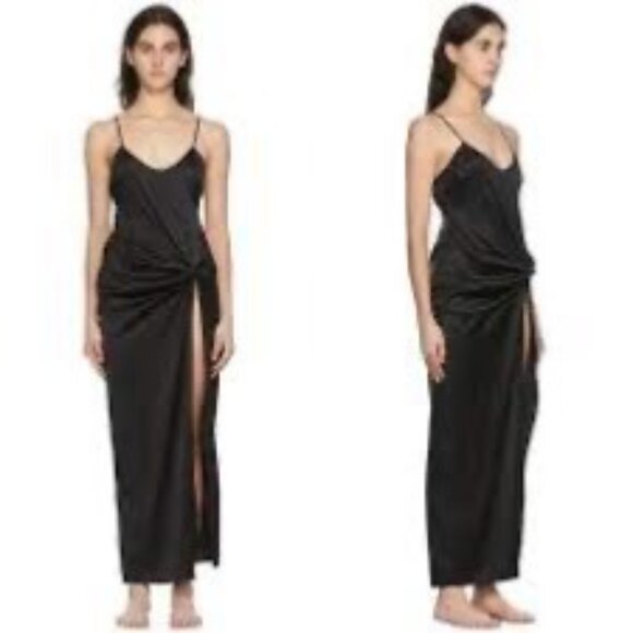 SKIMS Silk Slip Dress High Slit Soot 4X - Picture 13 of 13